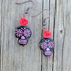 Sugar Skull Dia De Los Muertos Mexican Earrings 