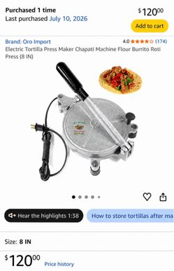 Tortillas, Chapati and Roti Press maker