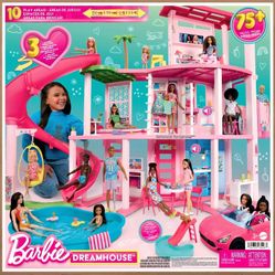 Barbie Dreamhouse Pool Party Dollhouse and Playset with 75+ Pieces, 45 in, Slide & Puppy Elevator