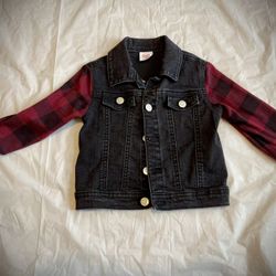 Wonder Nation Black and Plaid Jean Jacket 18m
