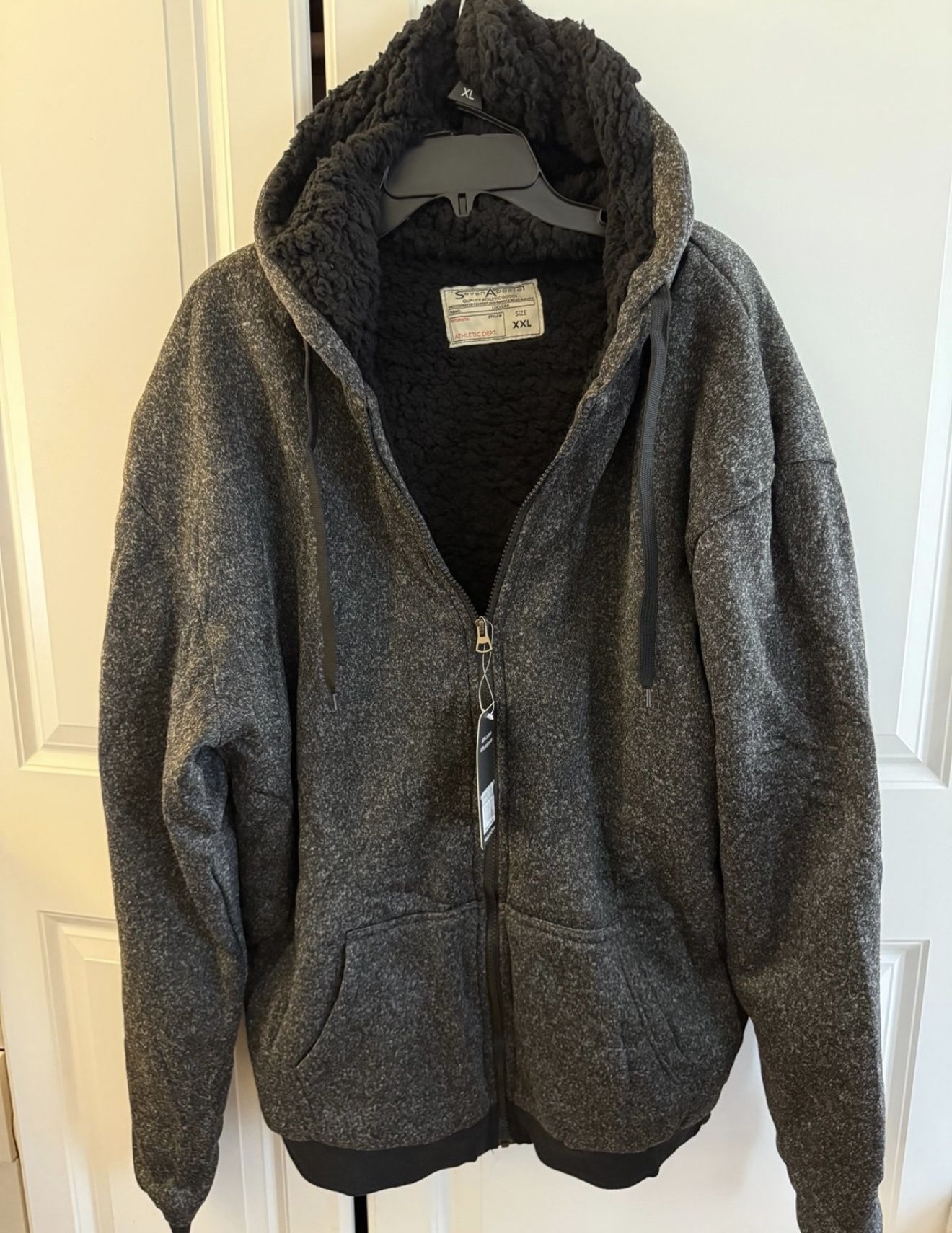 men's sherpa-lined, full-zip hoodie in a dark gray/black speckled xxl