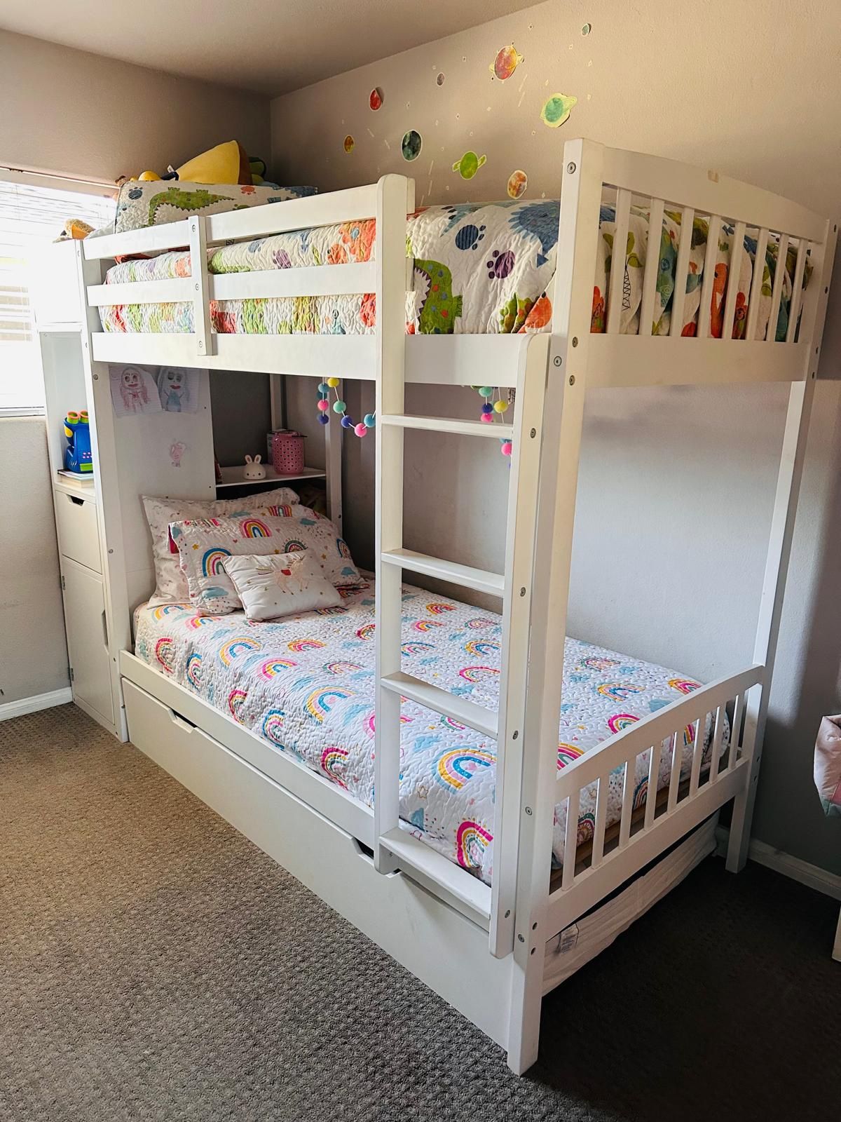 White Bunk Bed With Lots of Storage