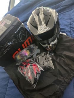 OUMURS Adult Motocross Dirt Bike Helmet with Goggles, Gloves & Mask