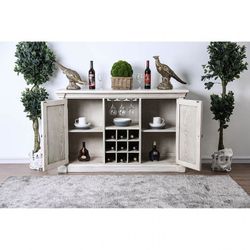 ANTIQUE WHITE SERVER-SIDEBOARD-STORAGE-CABINET