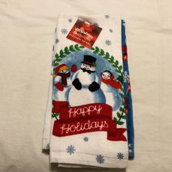 NWT CHRISTMAS KITCHEN TOWELS , SET OF 2-PCS ST. NICHOLAS SQUARE