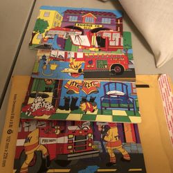 4 Fire Truck & Dalmatian Dog Puzzles $1. Ea. 