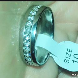 Stainless Steel Men Wedding Ring Size 10, New In The Box 