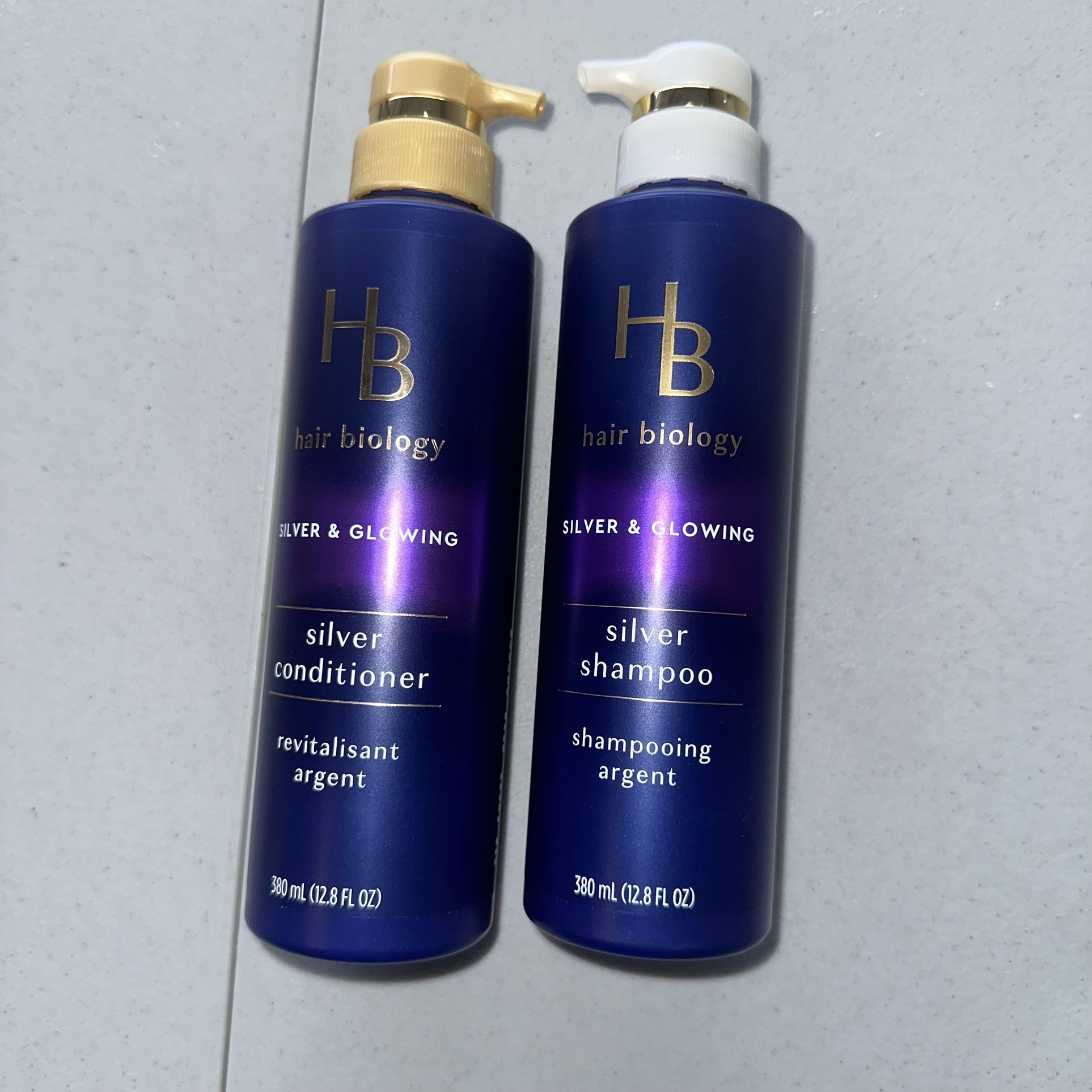 (2) BN HB HAIR BIOLOGY SILVER & GLOWING CONDITIONER/SHAMPOO EACH 12.8FL Oz