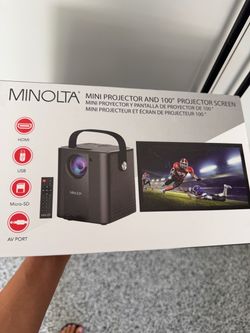 Minolta Mini Projector with 100" Projector Screen