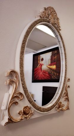 Solid wood designer LED mirror