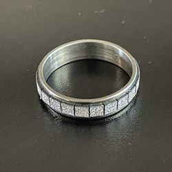 Silver Frosted Square Stainless Steel Ring Size 11