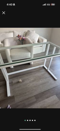 CB2 Glass White Desk