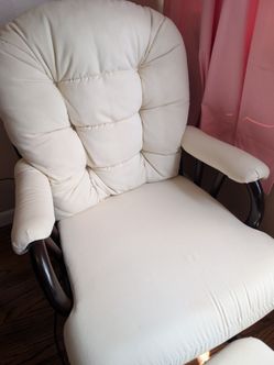 Cream Upholstered Glider Rocking Chair