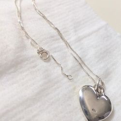 Stamped.925 Sterling Silver  Heart Pendant Necklace 