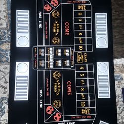 3 In 1 Folding Black Face Poker Table Top For Blackjack, Craps & Poker