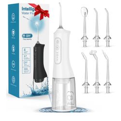 Brand new Water Flosser, Rechargeable 300ML IPX7 Waterproof Cordless Portable Oral Irrigator with 4 Modes & 6 Replaceable Jet Tips-Professional Flossi