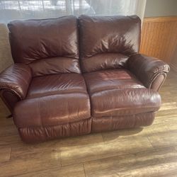 Leather Loveseat With Two Recliners