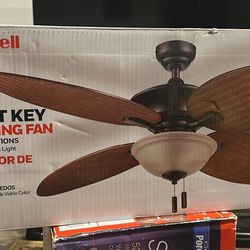 Honeywell Sunset Key 52" Ceiling Fan With Tuscan Sand Bowl Light - For Damp Environments