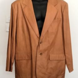 Roundtree & Yorke Men's Buttersoft Leather Rust Blazer Jacket XL Rust