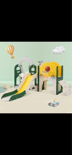 Toddler  slide climber with basketball hoop