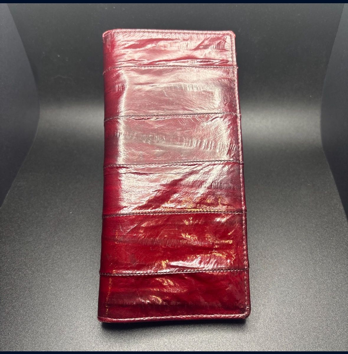 Long Fold Wallet - red alligator skin