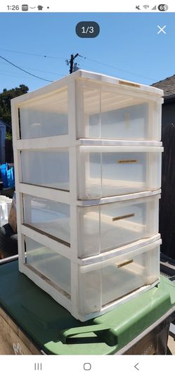 2 plastic dresser storge