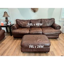 Leather sofa and loveseat