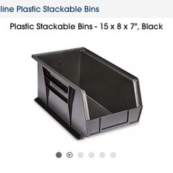 Plastic Stackable Bin 15 x 8 x 7” Black