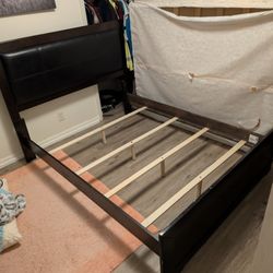 Wood Queen Bed Frame, Sleigh Bedframe Style 