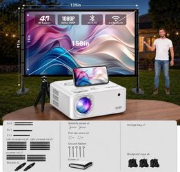New in Box 4K HD Projector and 150 inch Projector Screen with Stand Bundle Set