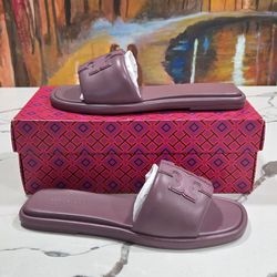 Tory Burch Double T Sport Slide Nappa Leather Cipria Size 7.5 or 9 Women's