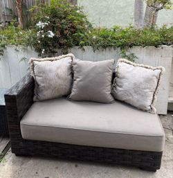 Outdoor Wicker Loveseat with Cushions