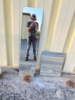 Two Frameless Wall Mirrors & Hardware
