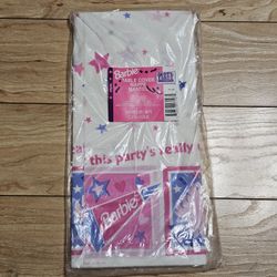Vintage 1997 Barbie Mattel Hallmark NIP Party Express Table Cover 54"x89.25" / *New - Old Stock / **WILL SHIP FOLDED IN POLYBAG**