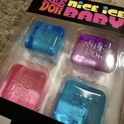 NeeDoh Nee Doh Nice ice baby cube 4 Pack Solid Squish Cube Ice Block NEW niceberg Swirl
