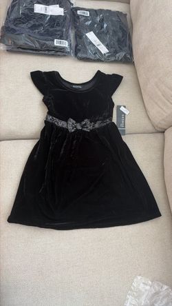 George Girls Black Velvet Sequin Bow Dress