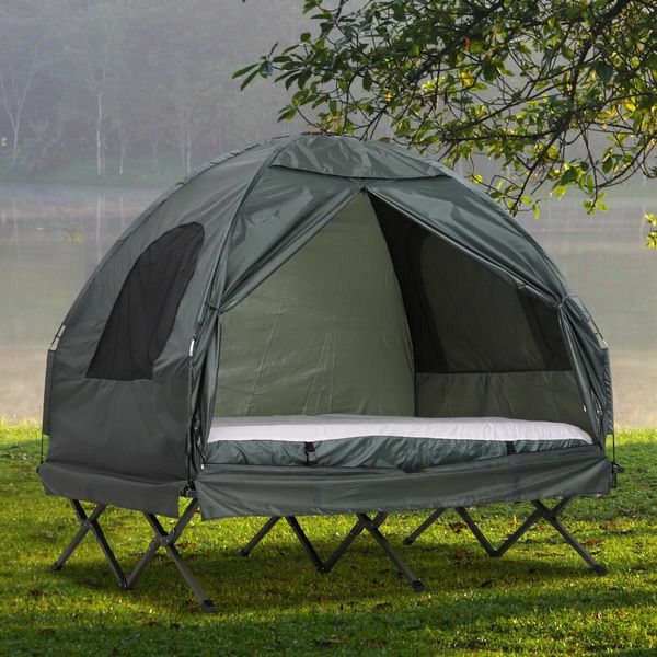 BRAND NEW !!! Extra Large Compact Pop Up Portable Folding Outdoor Elevated All in One Camping Cot Tent Combo Set