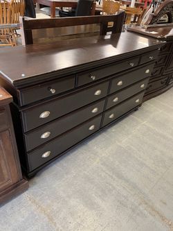 Long dark wood dresser (in store)