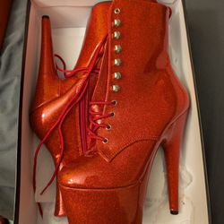 Pleaser Boots Ruby Red Glitter 