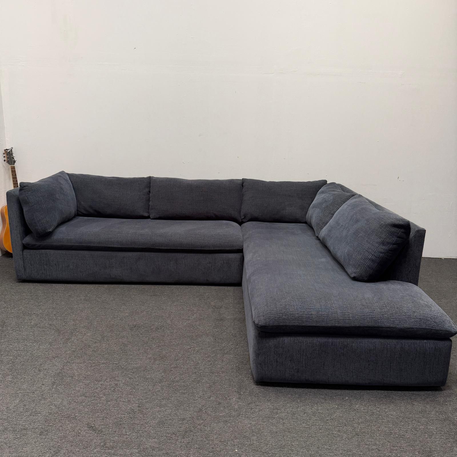 Sleek, Comfy Sectional Couch - Dark Navy Blue Bench Seat Cushions - Just washed *Clean af* Modern