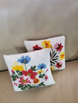 Vintage Handmade Needlepoint Decorative Pillows