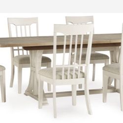 Shaybrock Antique White/Brown Dining Table and 6 Chairs