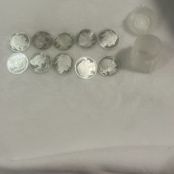 10 1OZ Troy Silver Coins. Buffalo. 