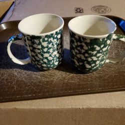  Vintage  Green Sponge Mugs