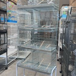 4 Of Stainless Steel Zinc Stackable Parrots Birds Flight Breeding Breeder Cages With Removable Rolling Stand 