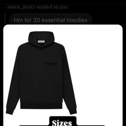 Black Essential Hoodie S,M,L,XL