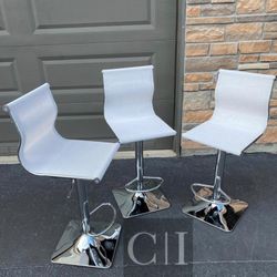 New 3 White Mesh Bar Stools 