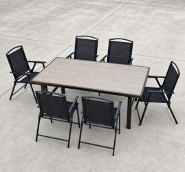 7 pieces patio dining set,  6 chairs