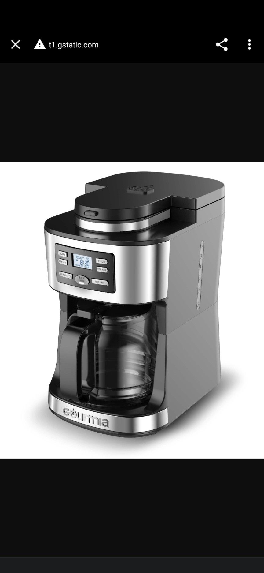 Gourmia 12-Cup Grind & Brew Coffee Maker with Integrated Grinder
