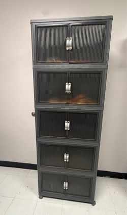 Tall Plastic Storage Cabinet with Doors